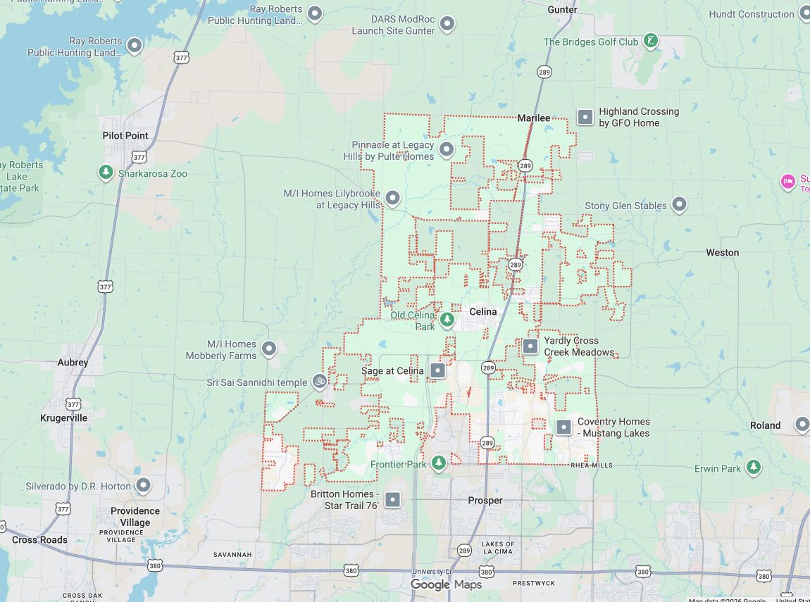Precision Garage Door Service® of Celina map