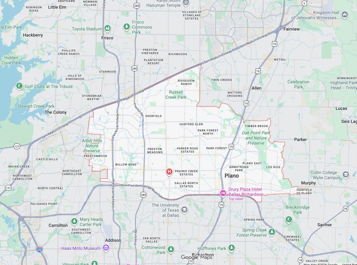 Precision Garage Door Service® of Plano map