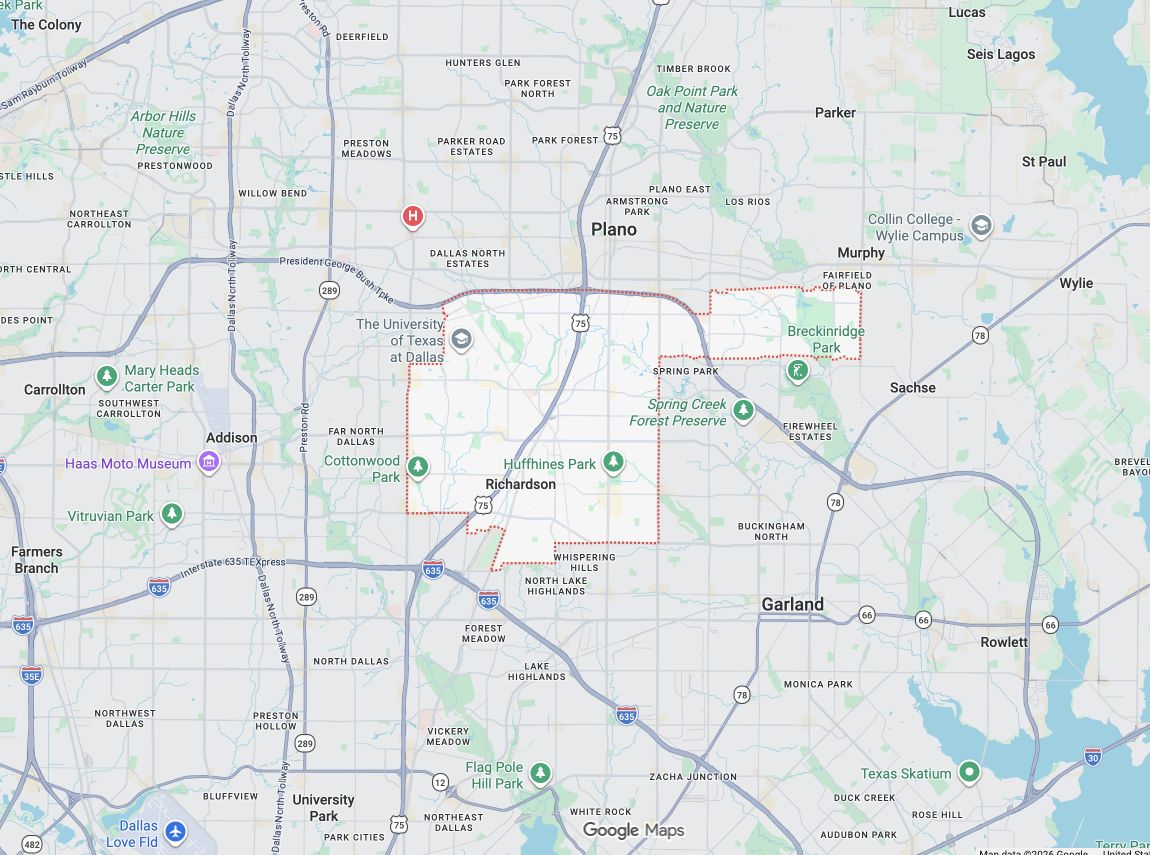 Precision Garage Door Service® of Richardson map
