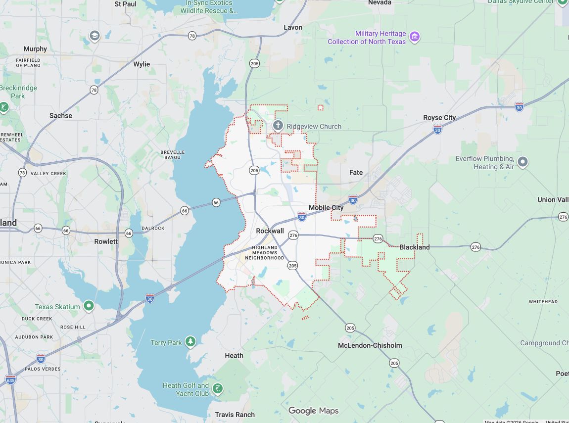 Precision Garage Door Service® of Rockwall map