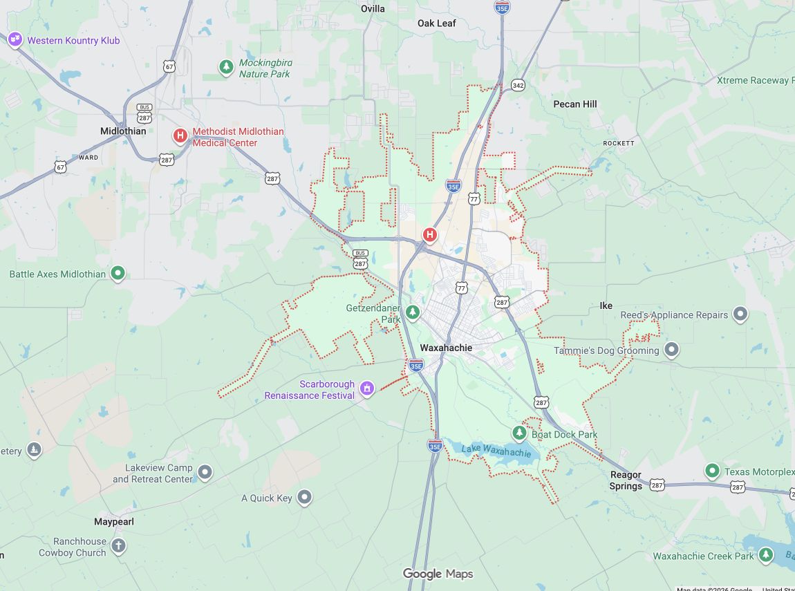 Precision Garage Door Service® of Waxahachie map